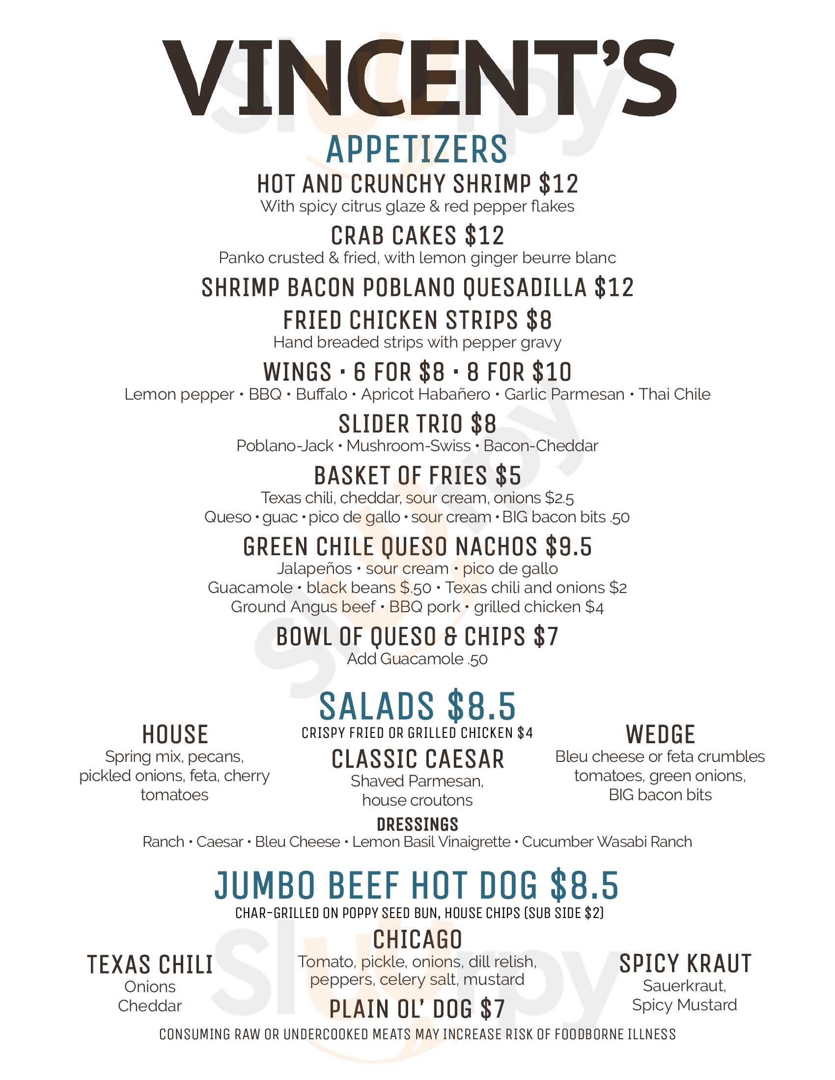 Vincent's Austin Menu - 1