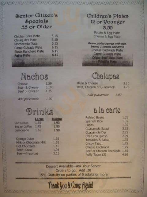 Plaza Mexican Restaurant San Antonio Menu - 1