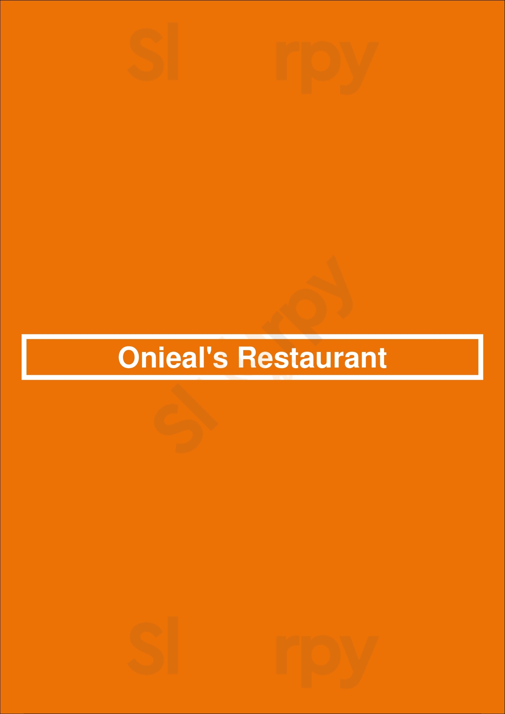 Onieal's Restaurant New York City Menu - 1