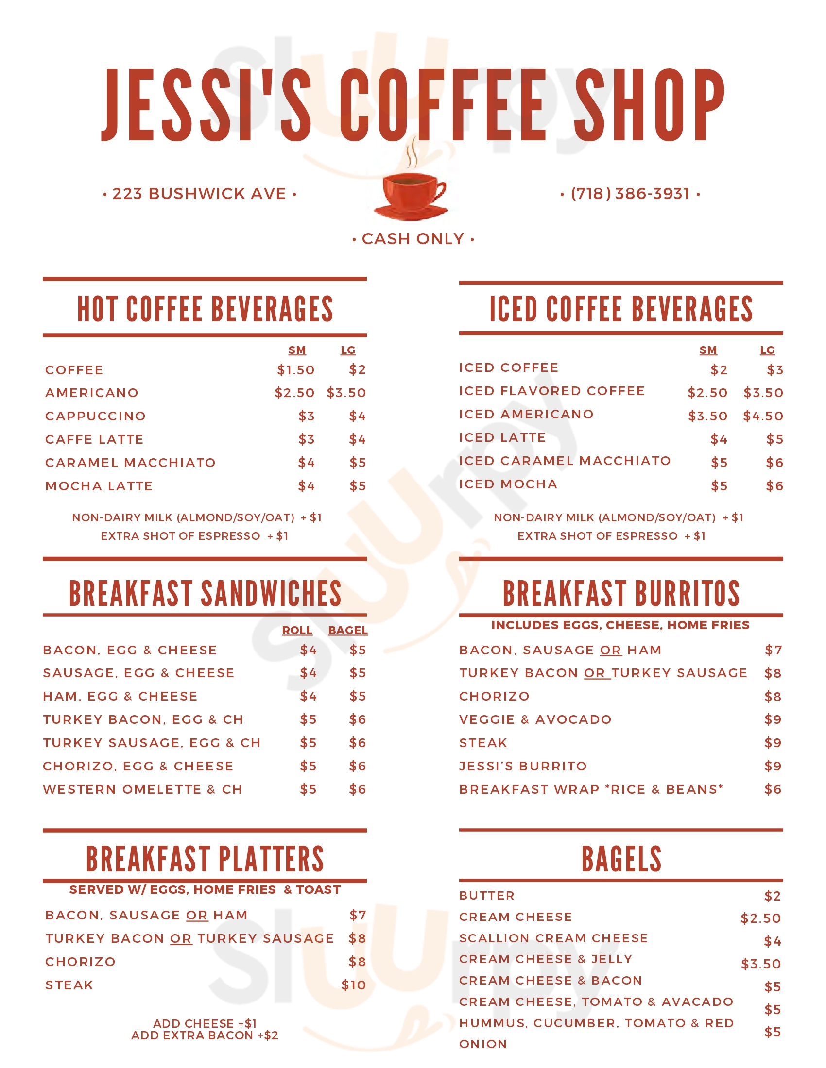Jessie Coffee Shop Brooklyn Menu - 1