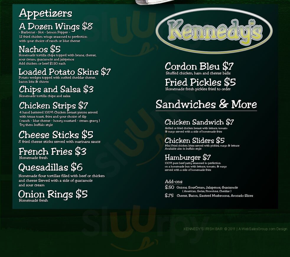 Kennedy's Public House San Antonio Menu - 1