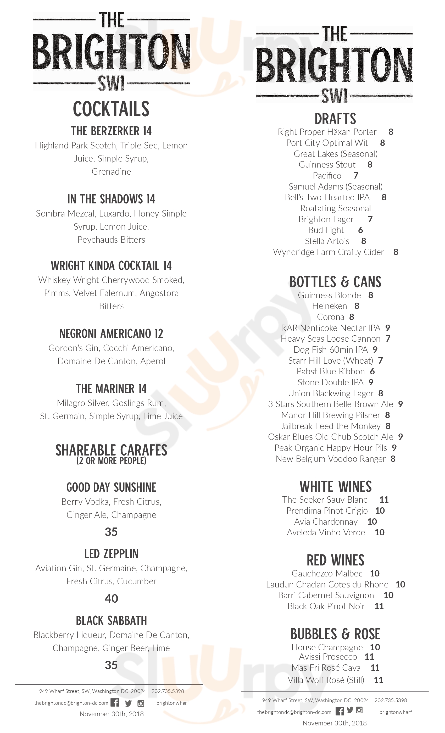 Main Menu - The Brighton