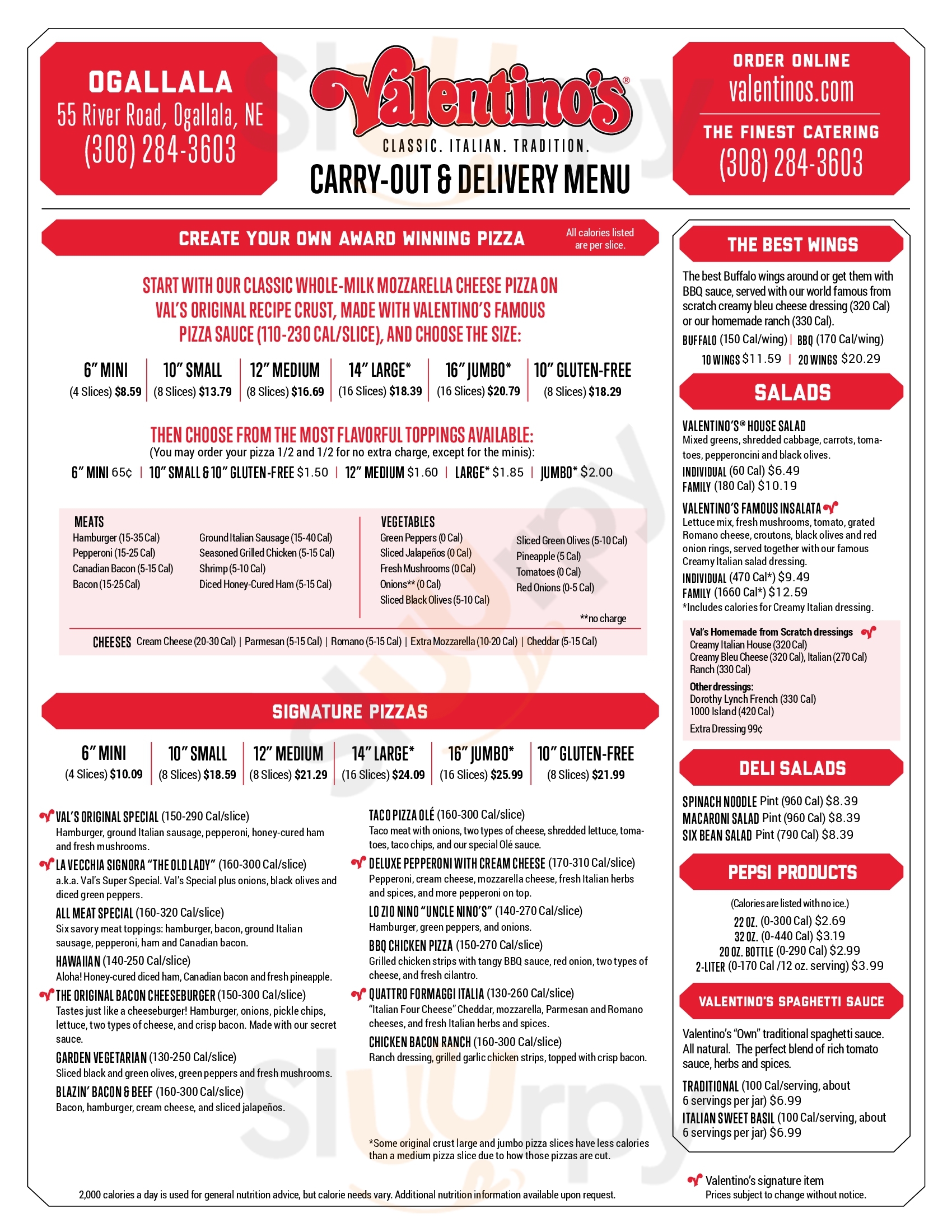 Main Menu - Valentino's