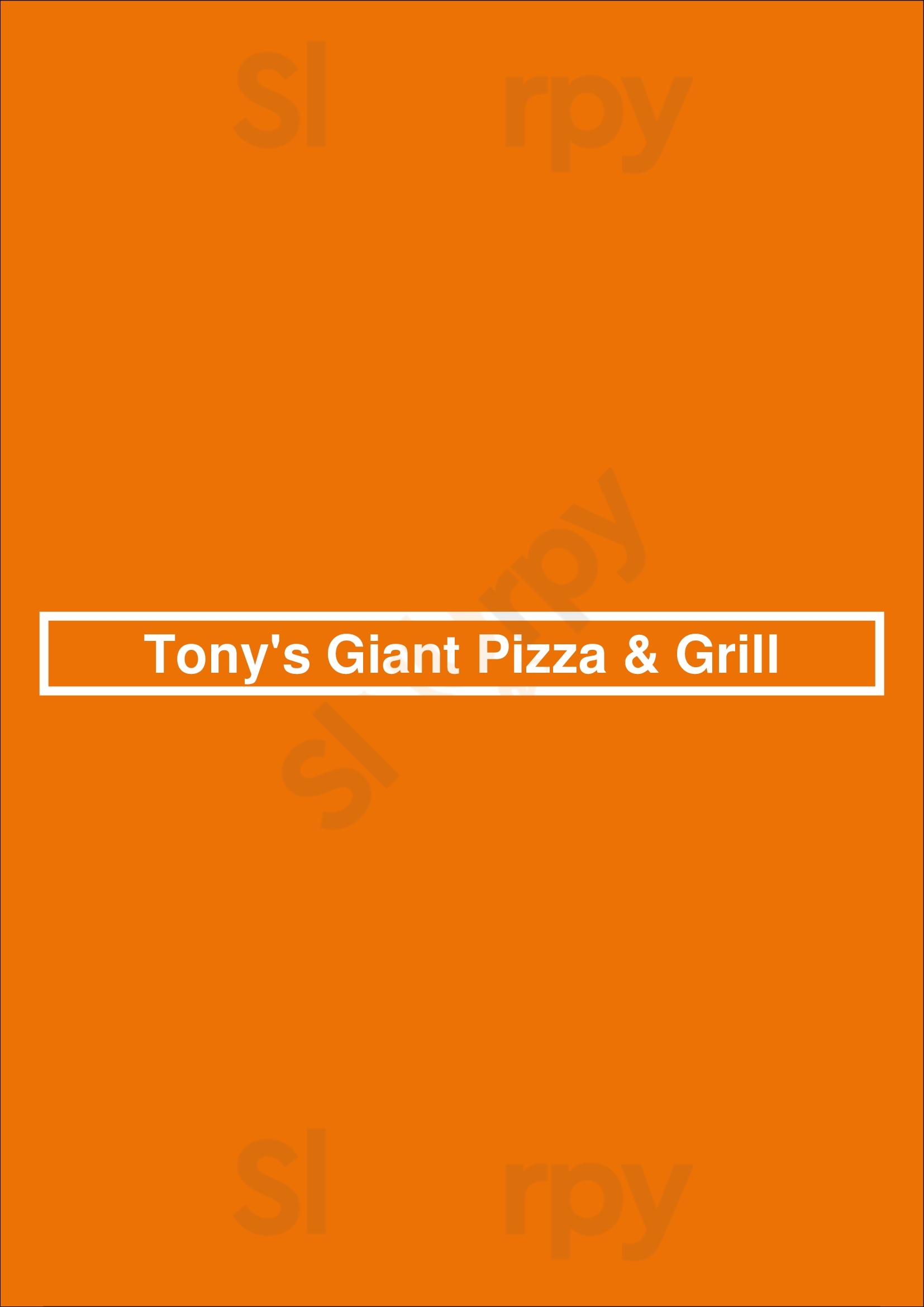 Main Menu - Tony's Giant Pizza & Grill