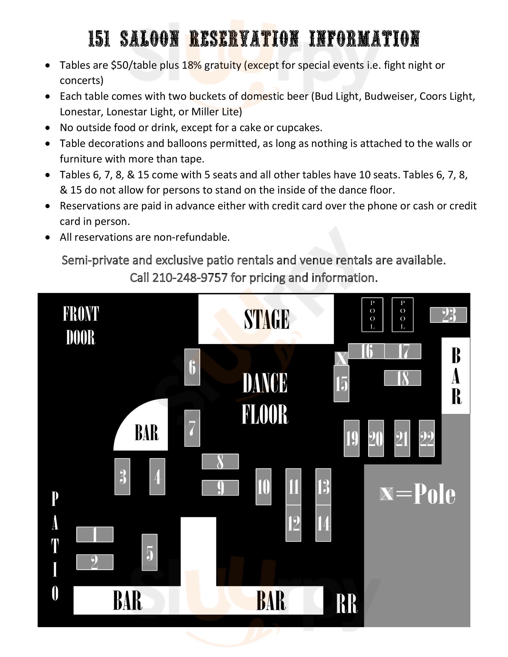 Main Menu - 151 Saloon