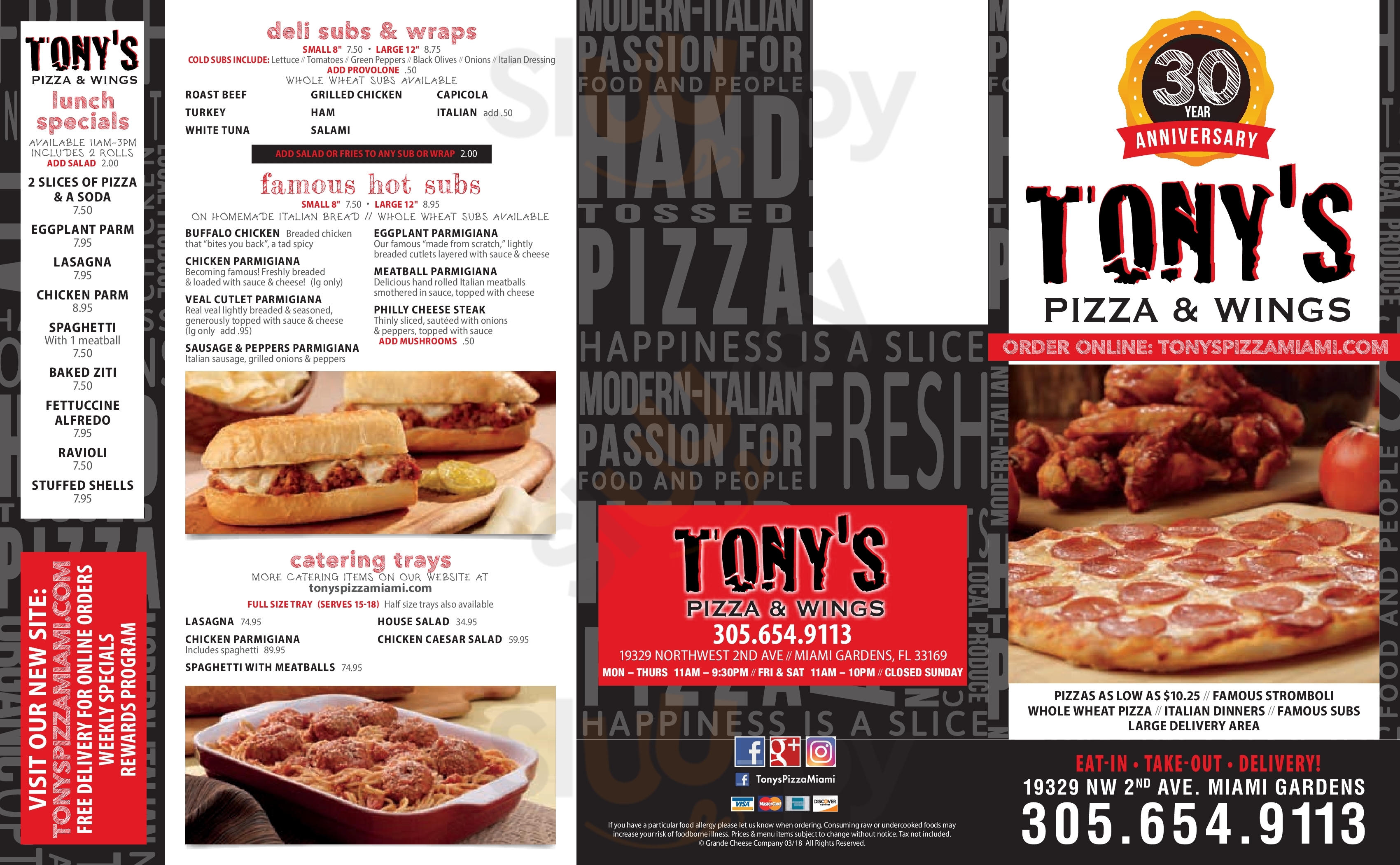 Tony's Pizza - Miami Miami Menu - 1