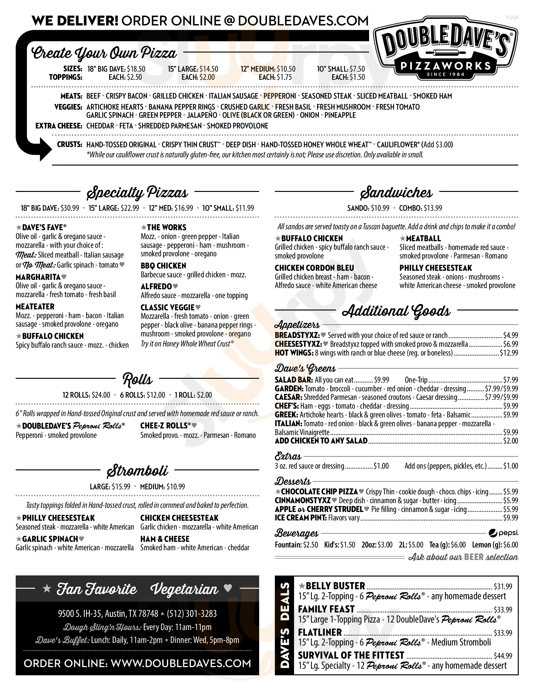 Main Menu - Double Dave's Pizzaworks