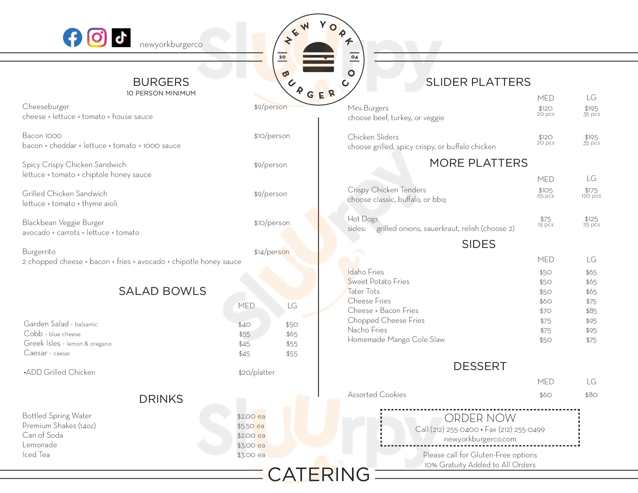 New York Burger Co. New York City Menu - 1