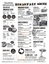 Taco Shack menu