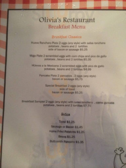 Olivia's Mexican Restaurant menu