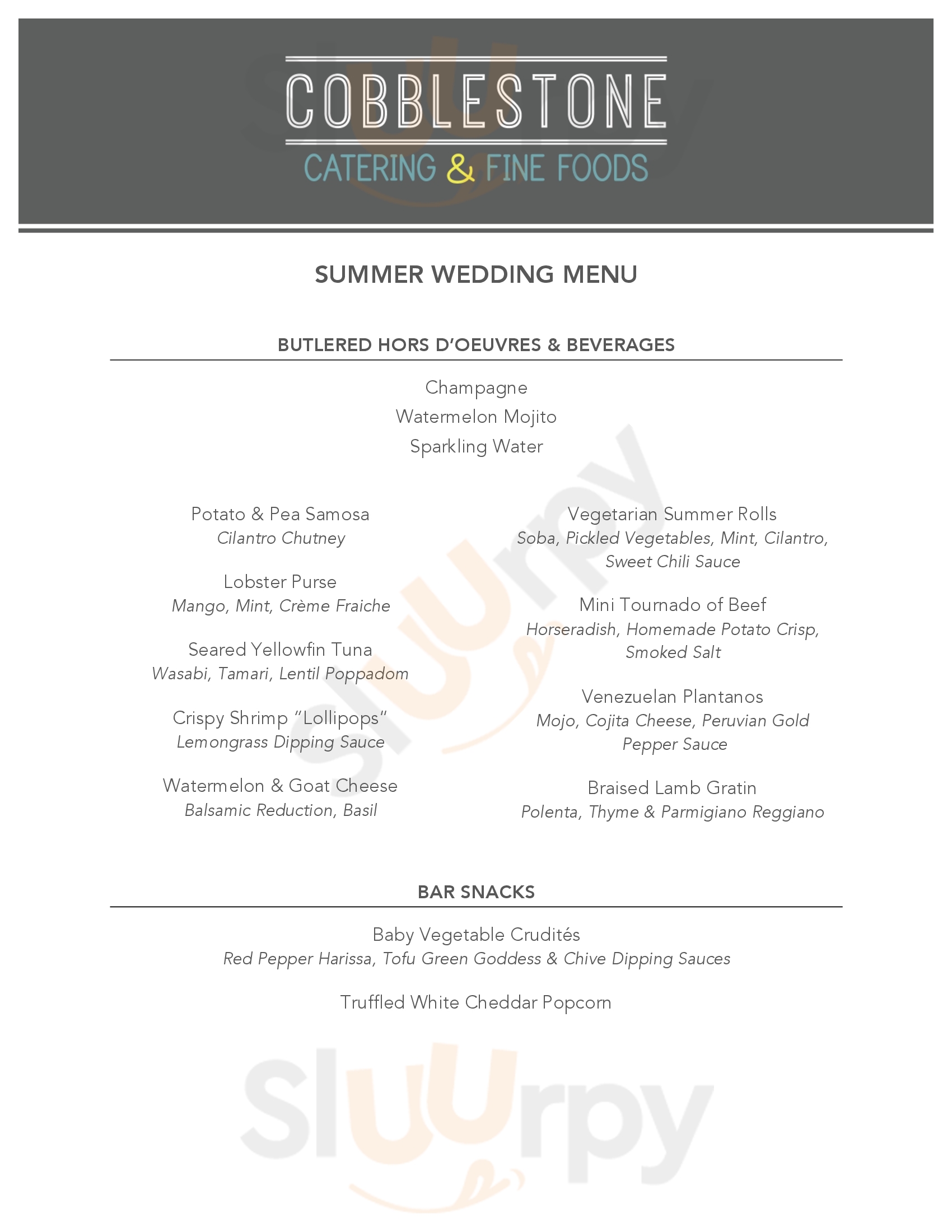 Main Menu - Cobblestone Catering & Fine Foods