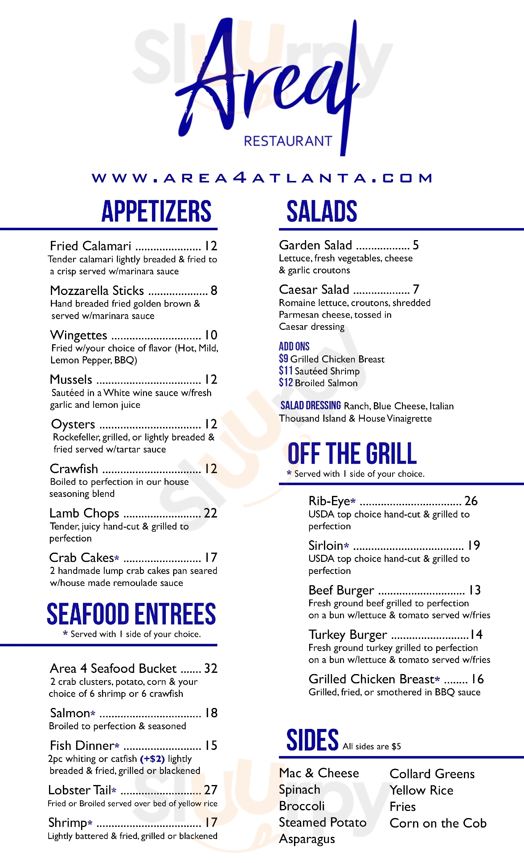 Area 4 Restaurant Atlanta Menu - 1