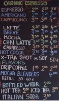 Discovery Espresso menu