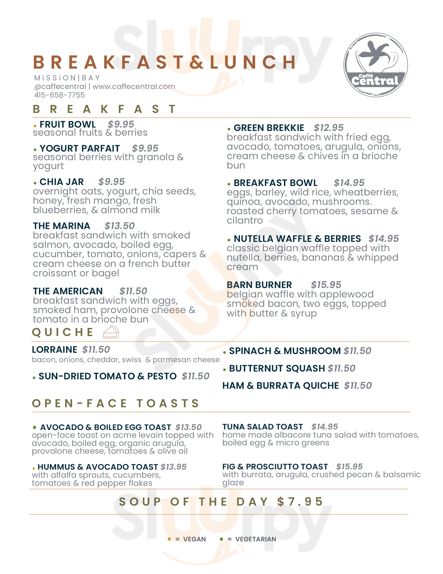 Caffe Central San Francisco Menu - 1