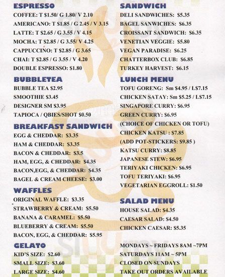 Chatterbox Cafe Seattle Menu - 1