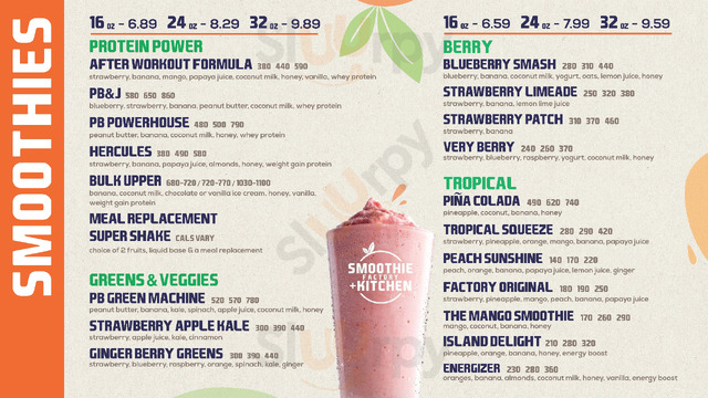 Smoothie Factory menu