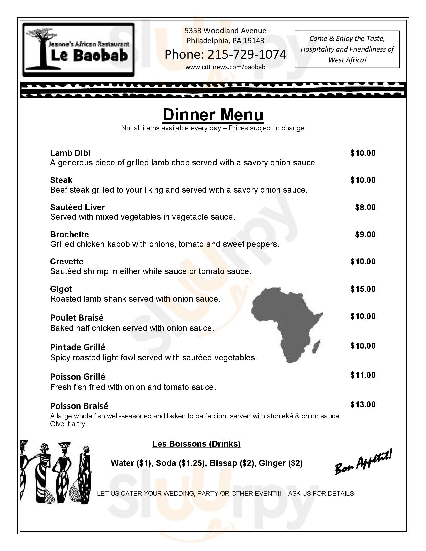 Le Baobab Philadelphia Menu - 1