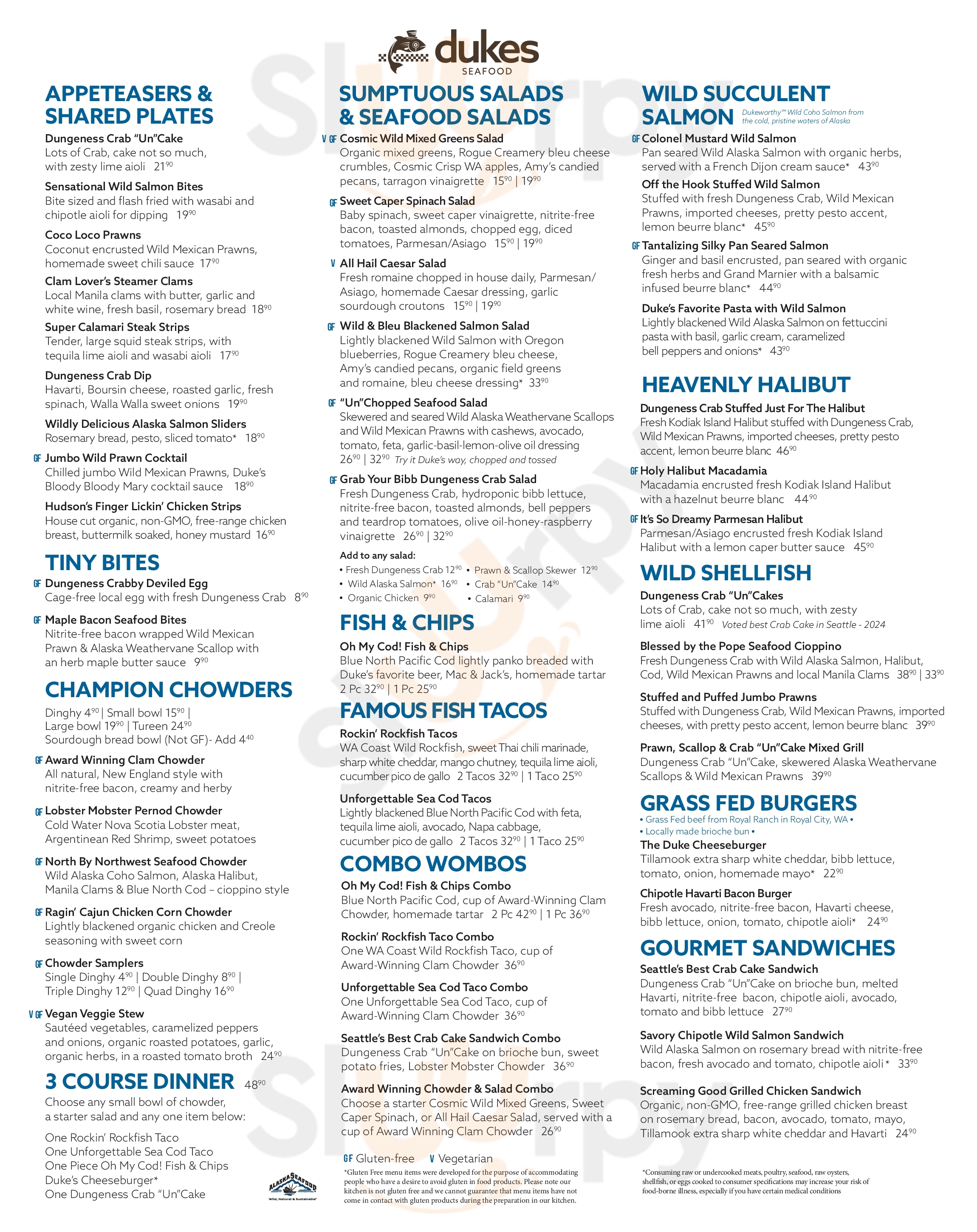 Main Menu - Duke's Chowder House