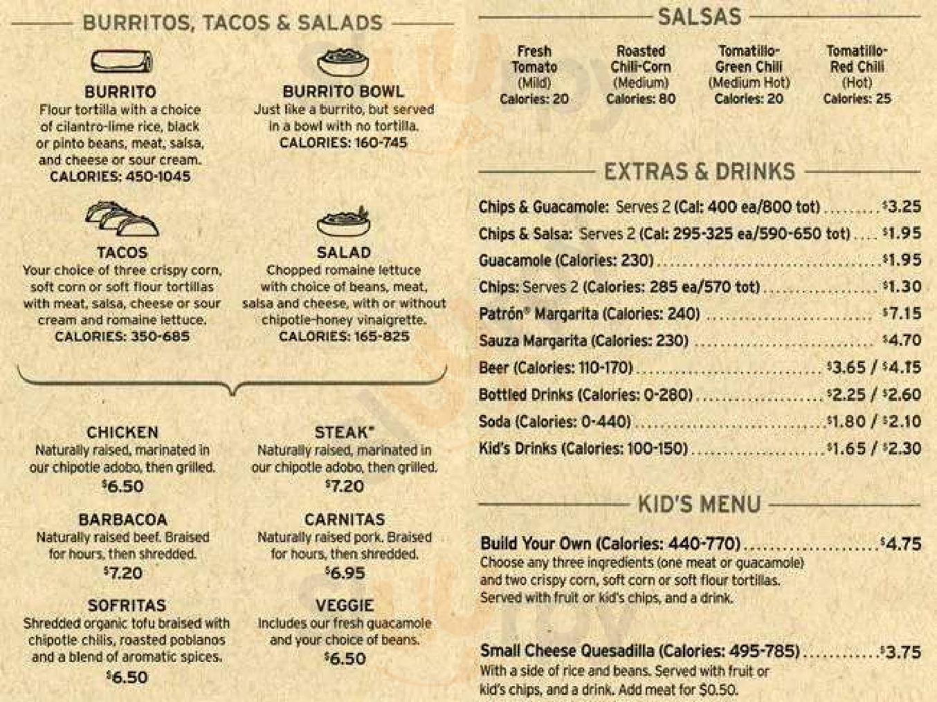 Chipotle Mexican Grill Dallas Menu - 1