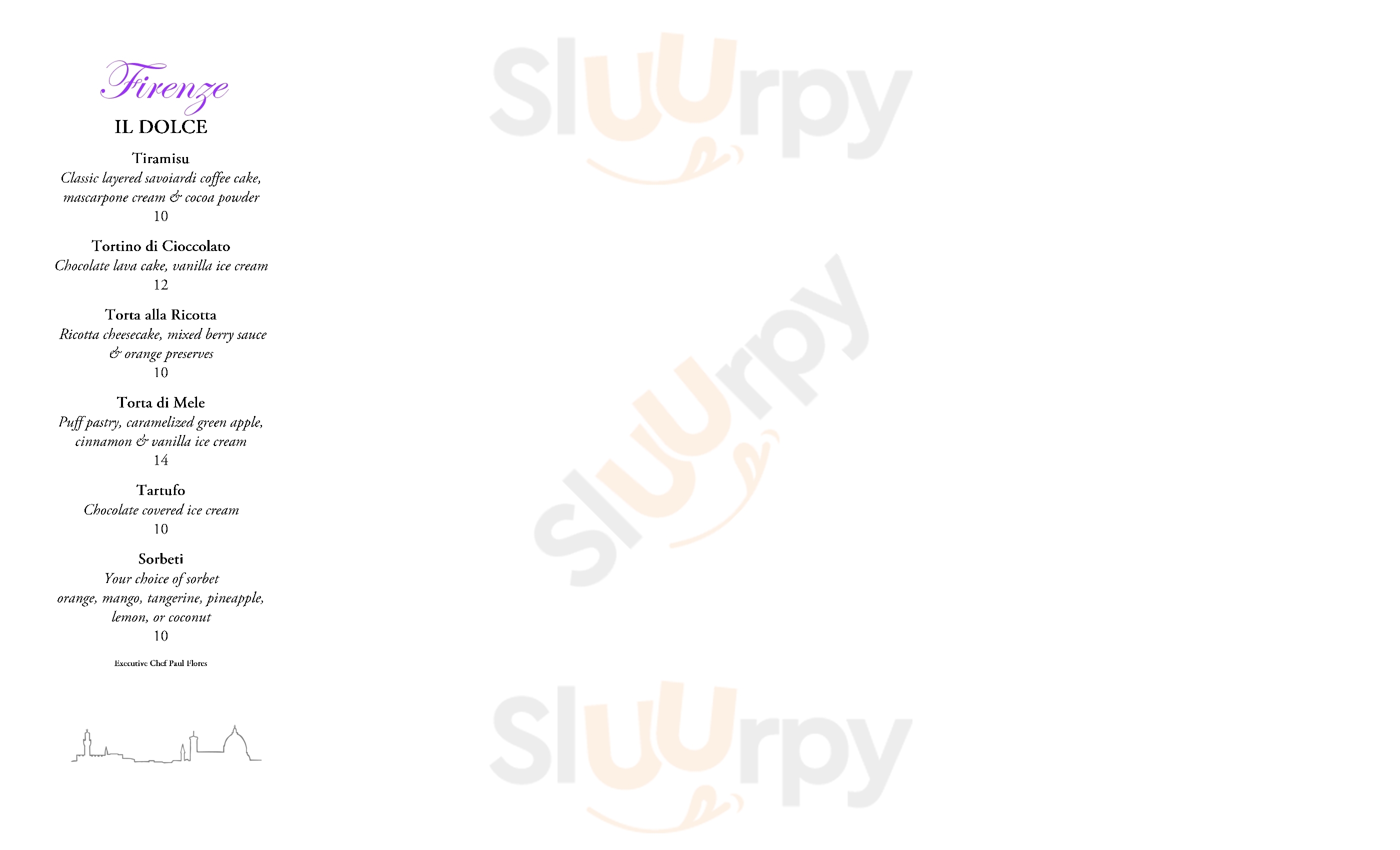 Main Menu - Firenze Ristorante