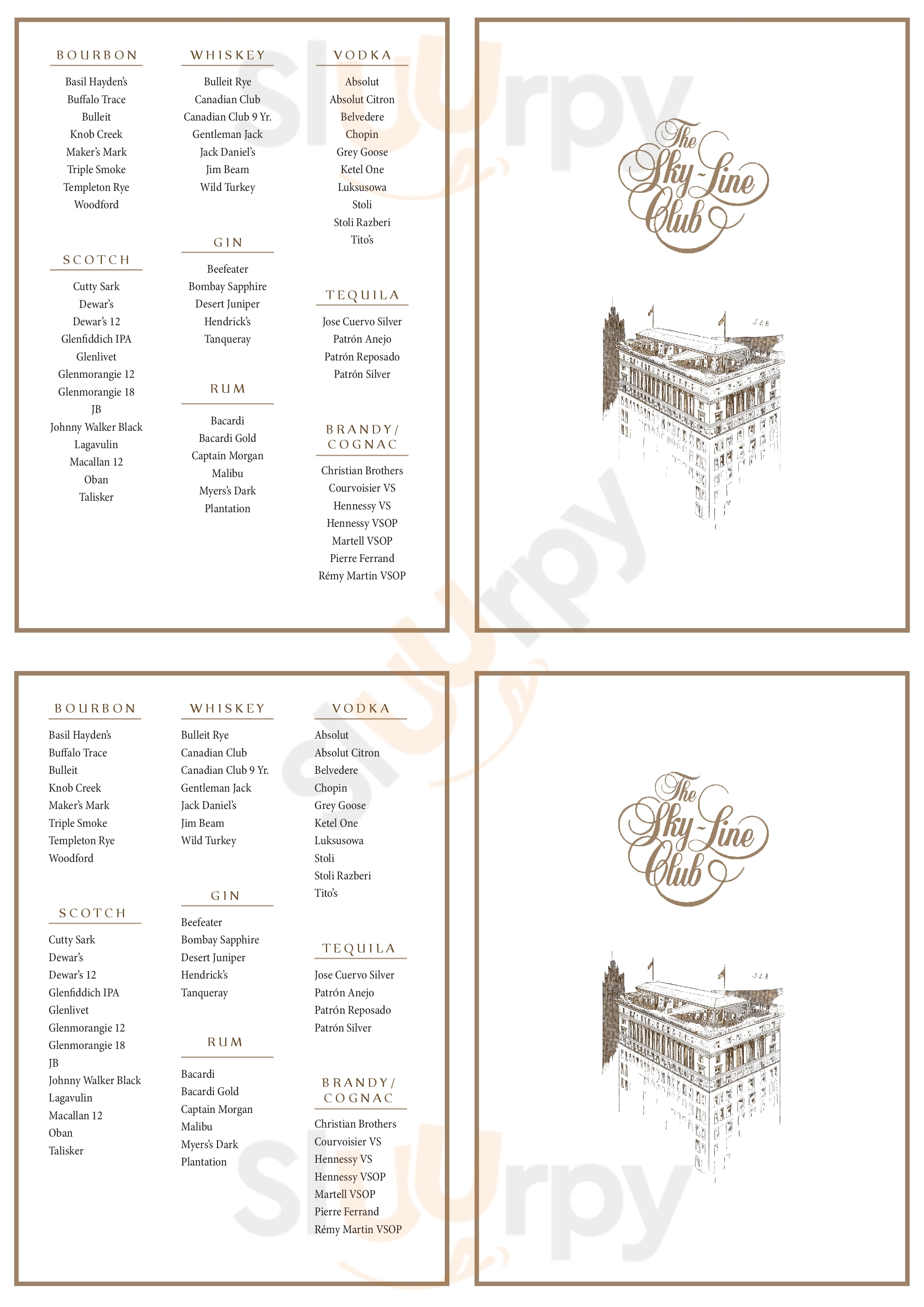 Main Menu - The Sky-line Club