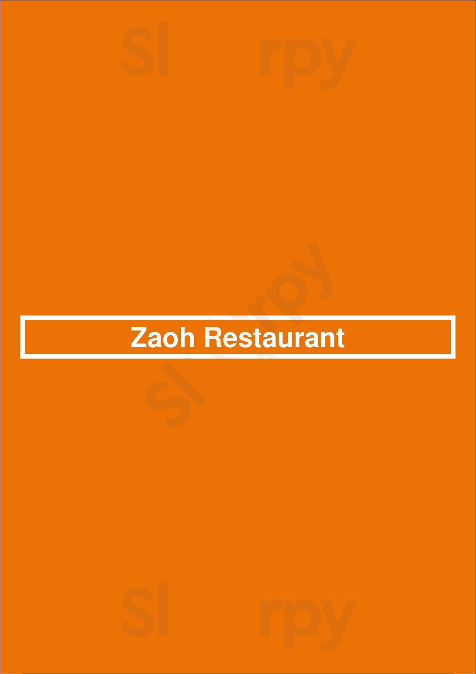 Main Menu - Zaoh Restaurant