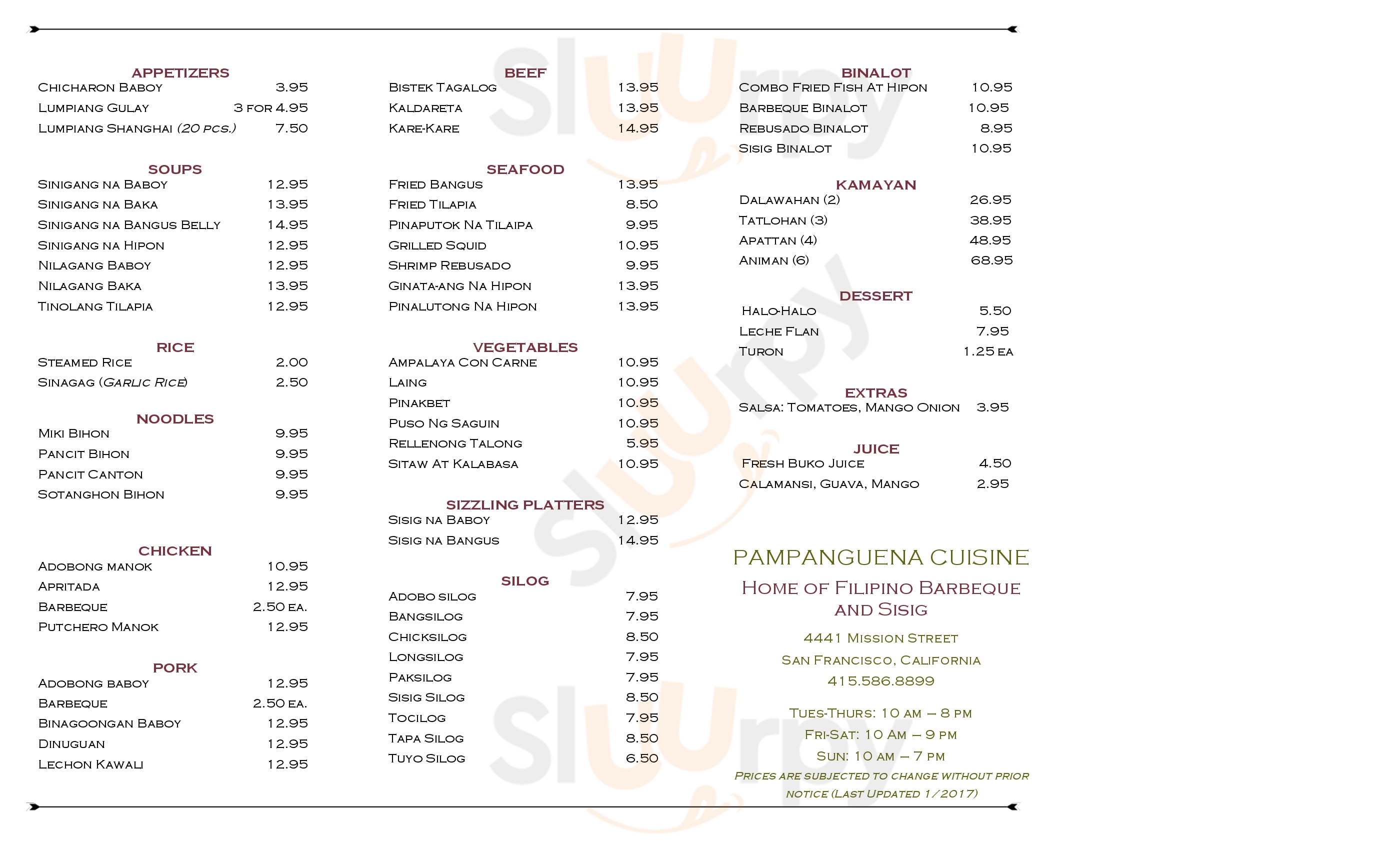Pampanguena Cuisine San Francisco Menu - 1