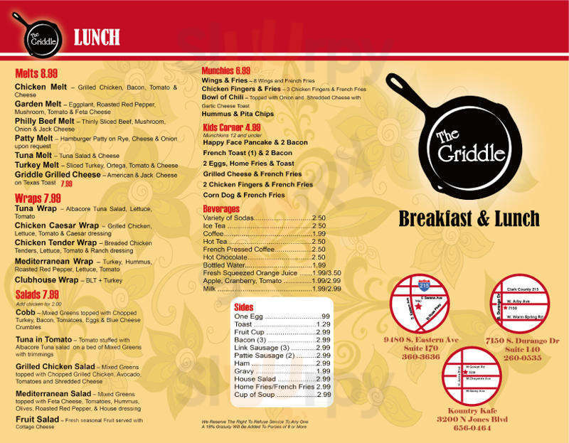 Griddle On The Go Las Vegas Menu - 1