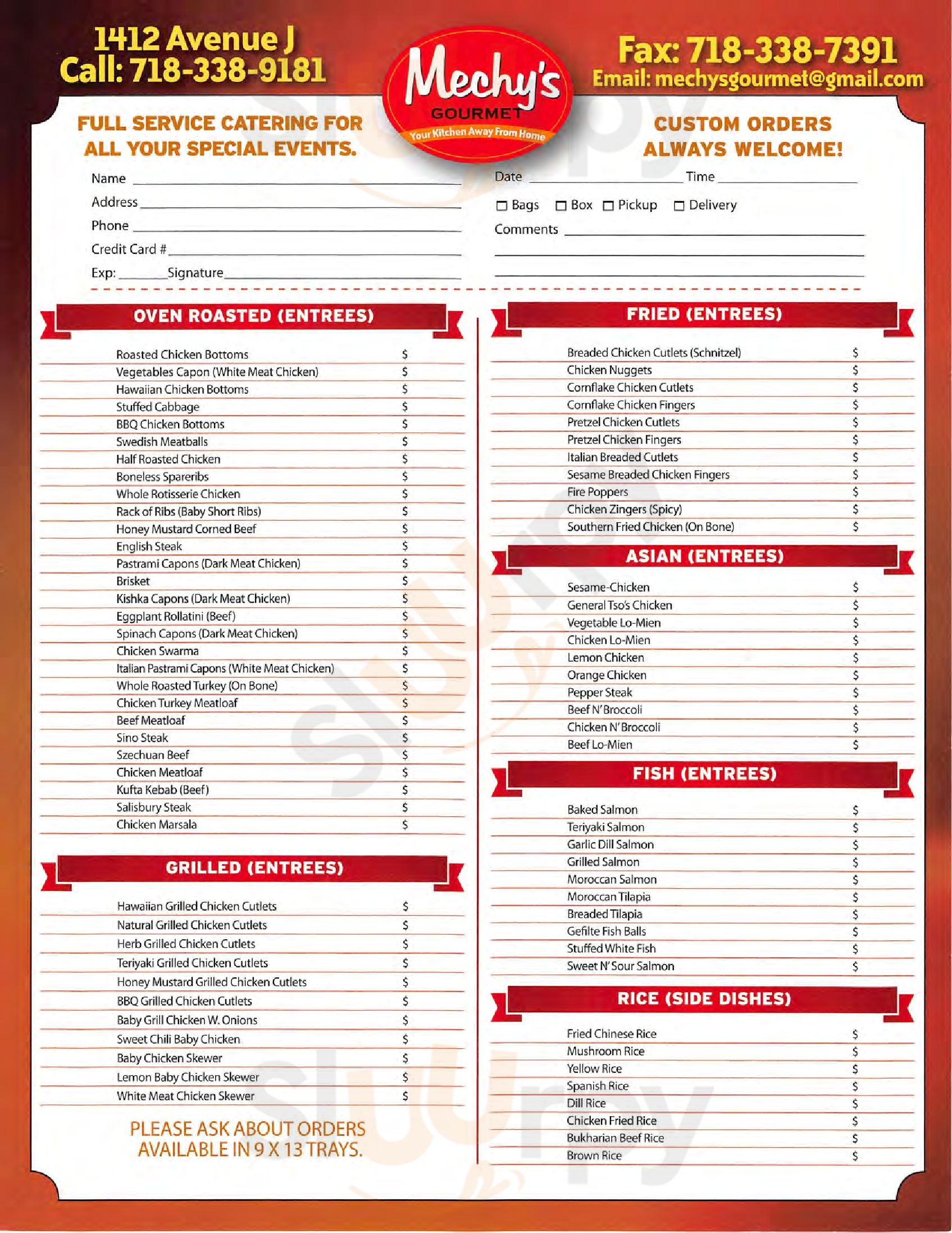 Main Menu - Gourmet On J