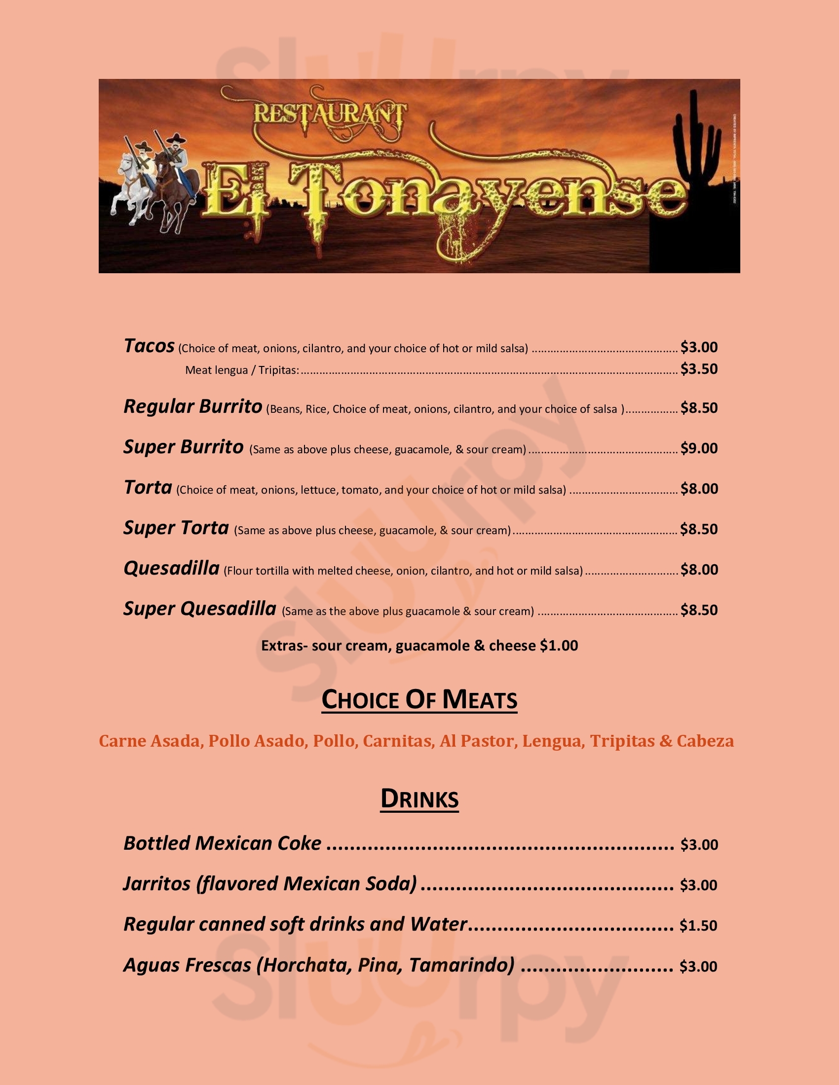 Main Menu - El Tonayense Taco Truck