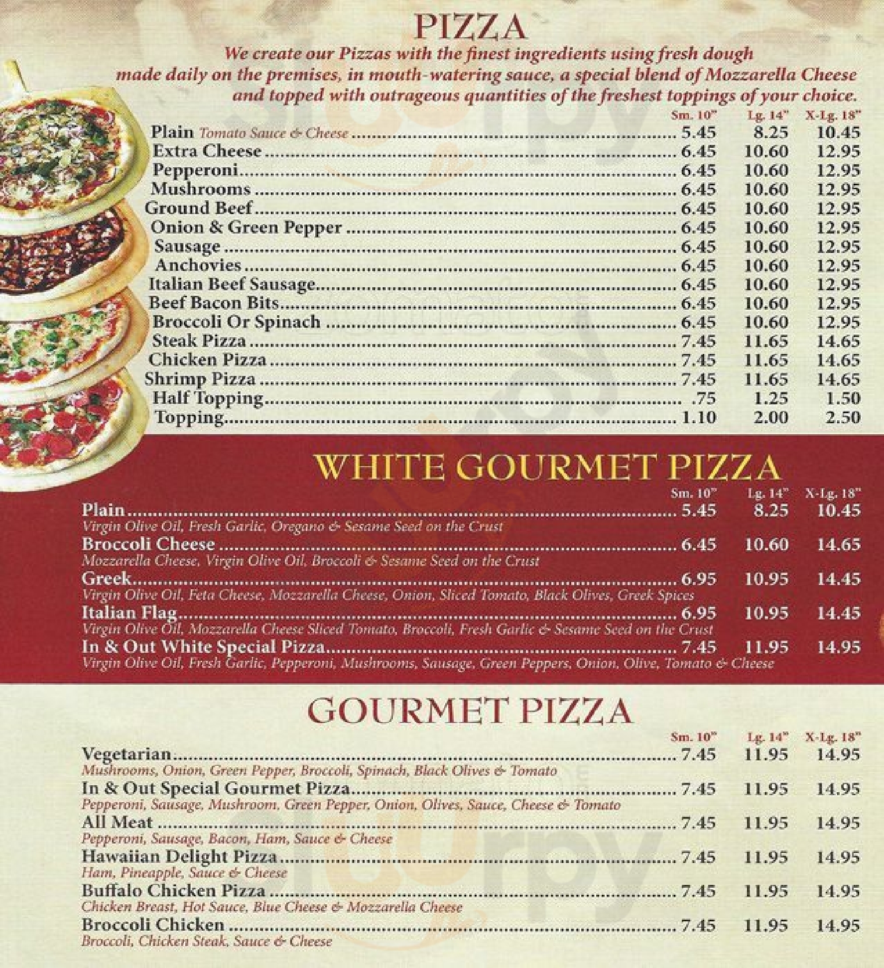 Main Menu - In And Out Express Pizza