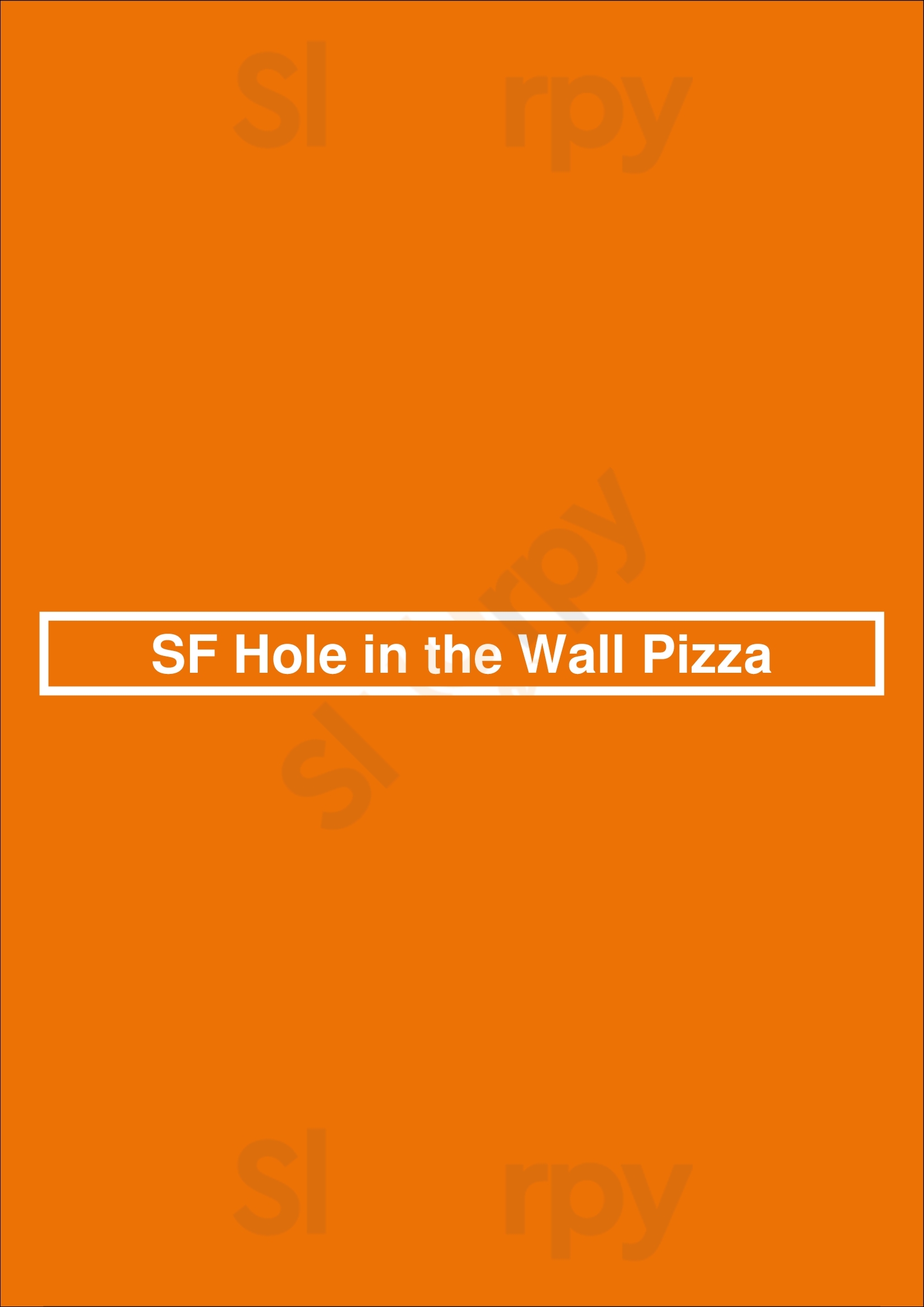 Main Menu - Sf Hole In The Wall Pizza