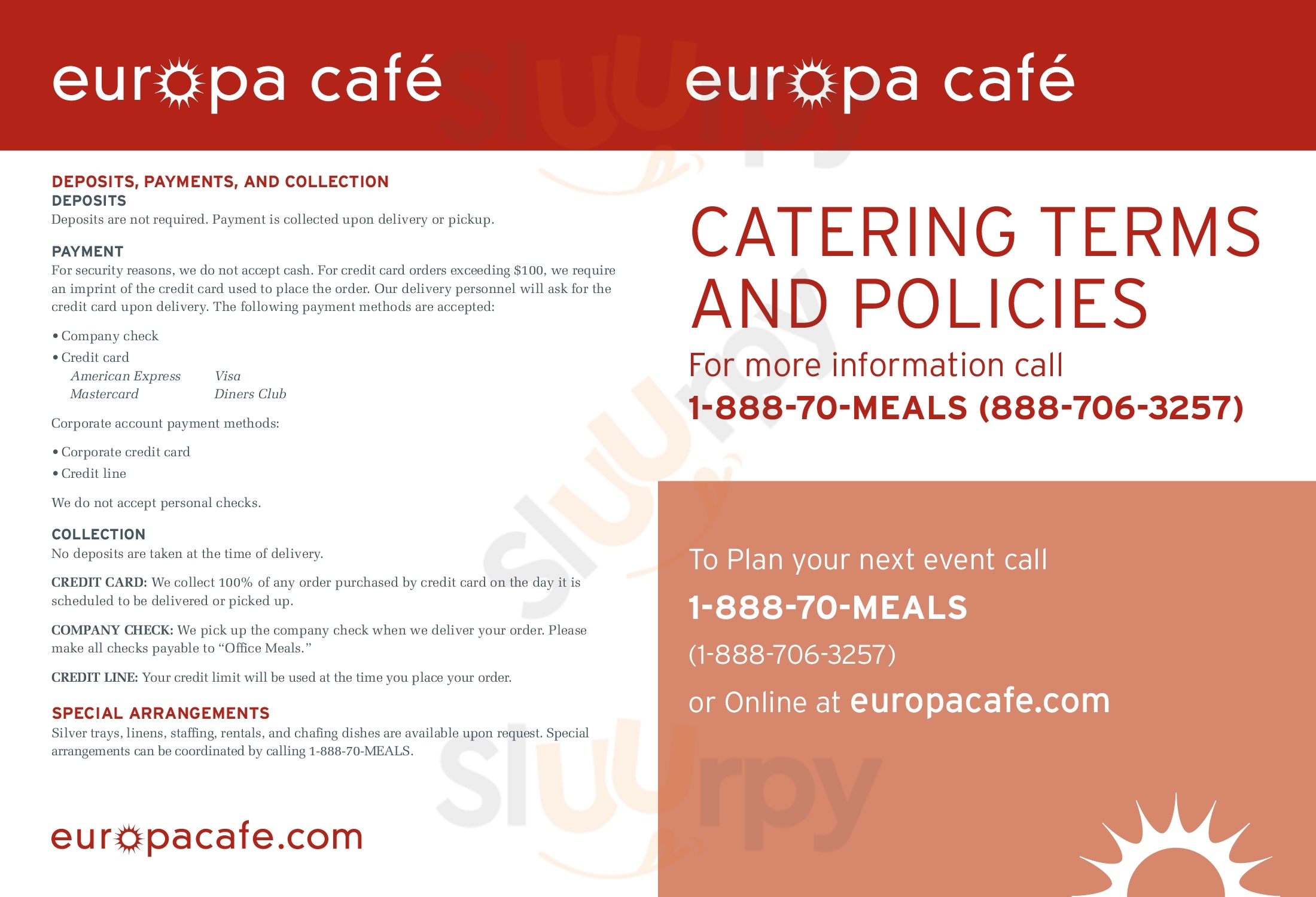 Europa Cafe New York City Menu - 1