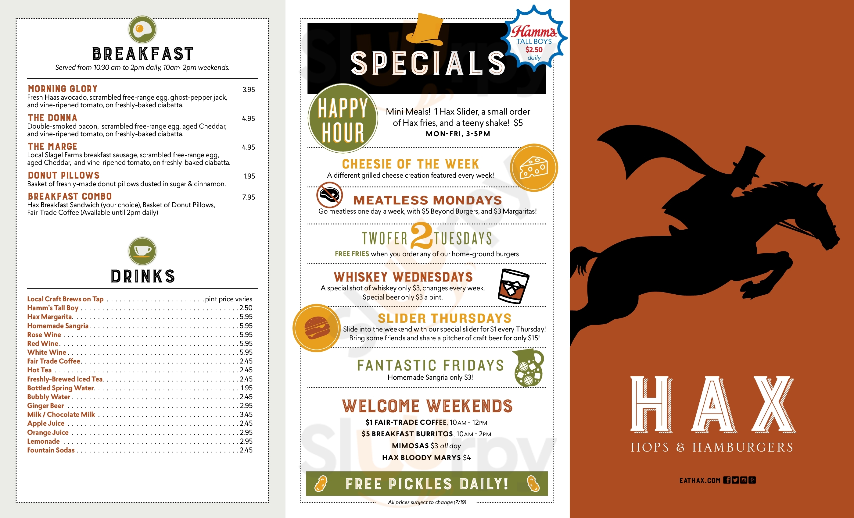 Hax: Hops & Hamburgers Chicago Menu - 1