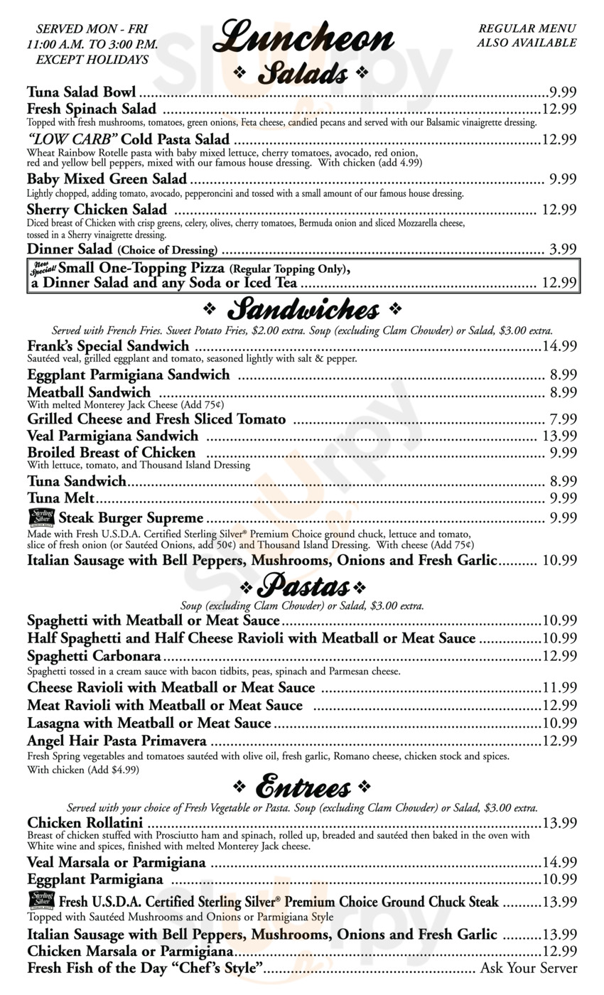 Barone's Famous Italian Restaurant menu