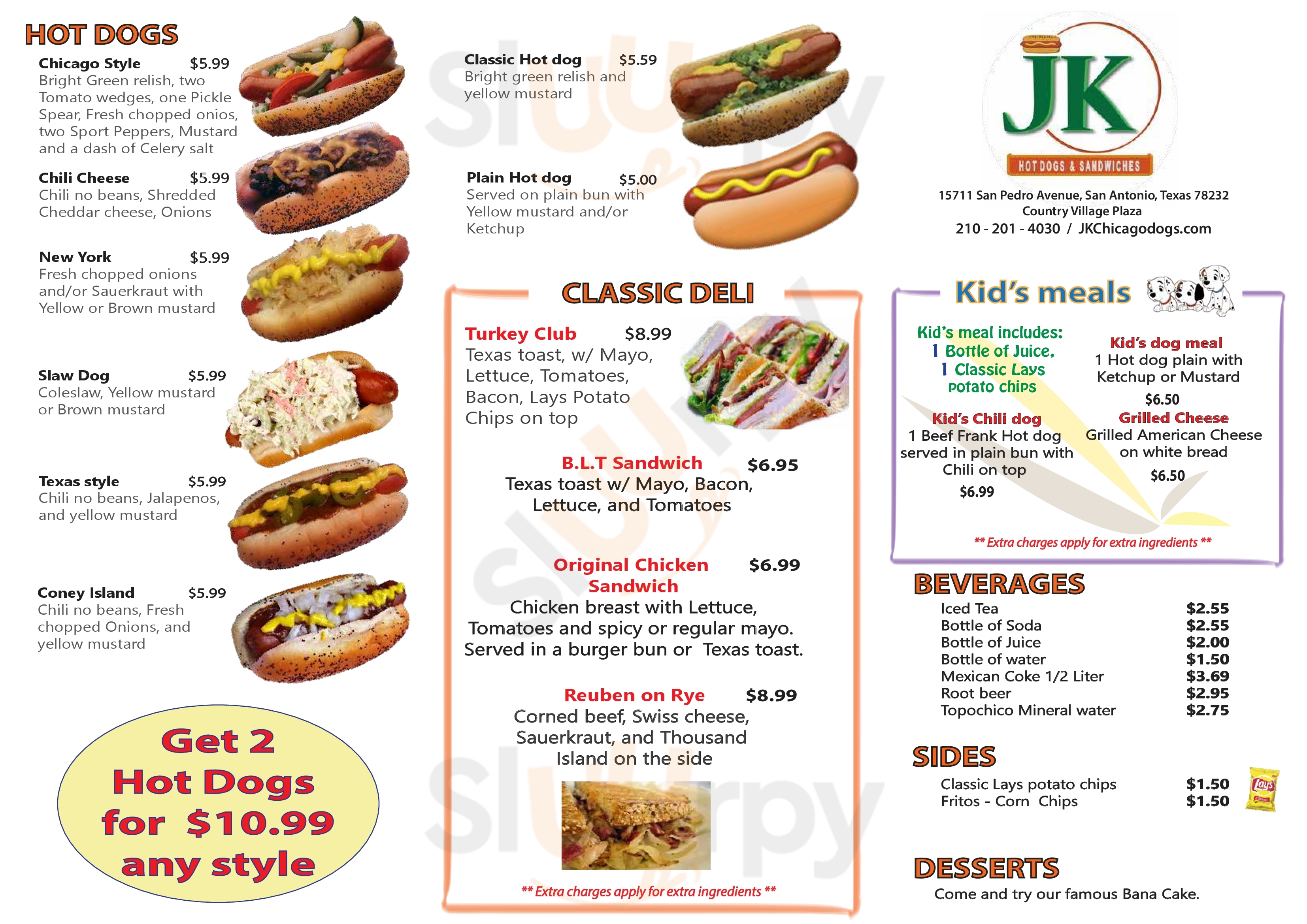 Jk's Authentic Chicago Style Hot Dogs San Antonio Menu - 1