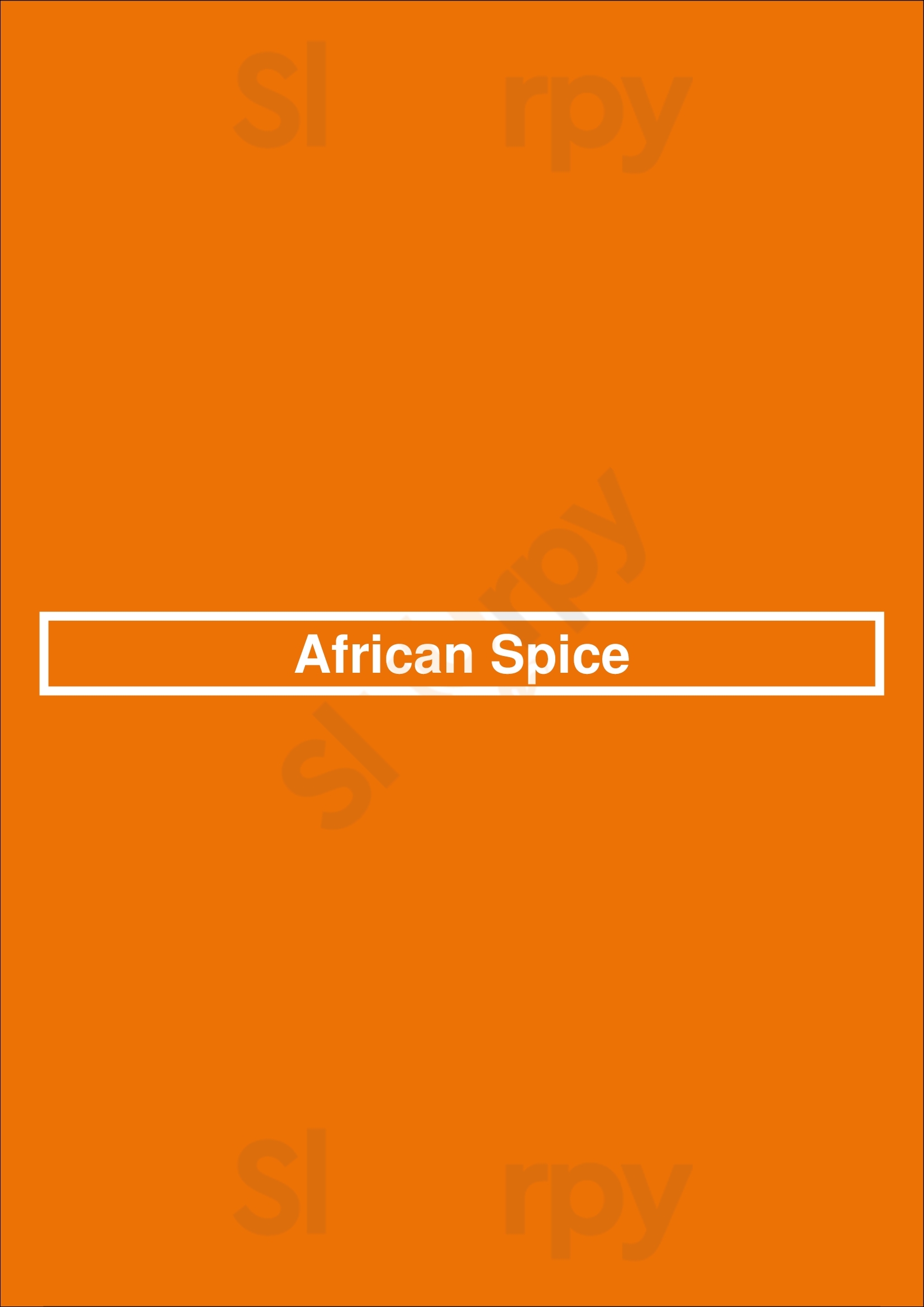 Main Menu - African Spice