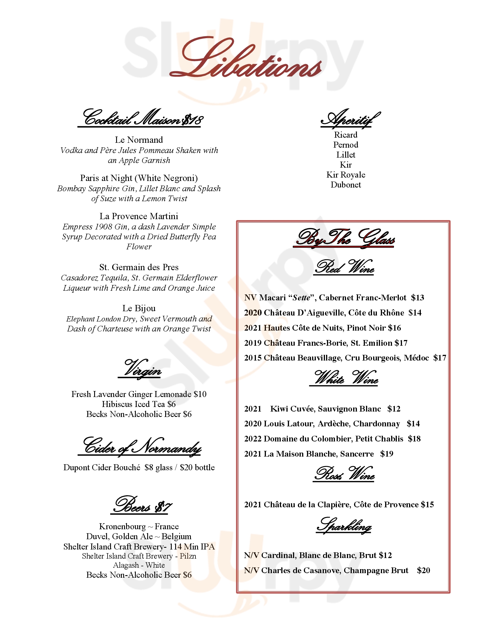 Demarchelier New York City Menu - 1