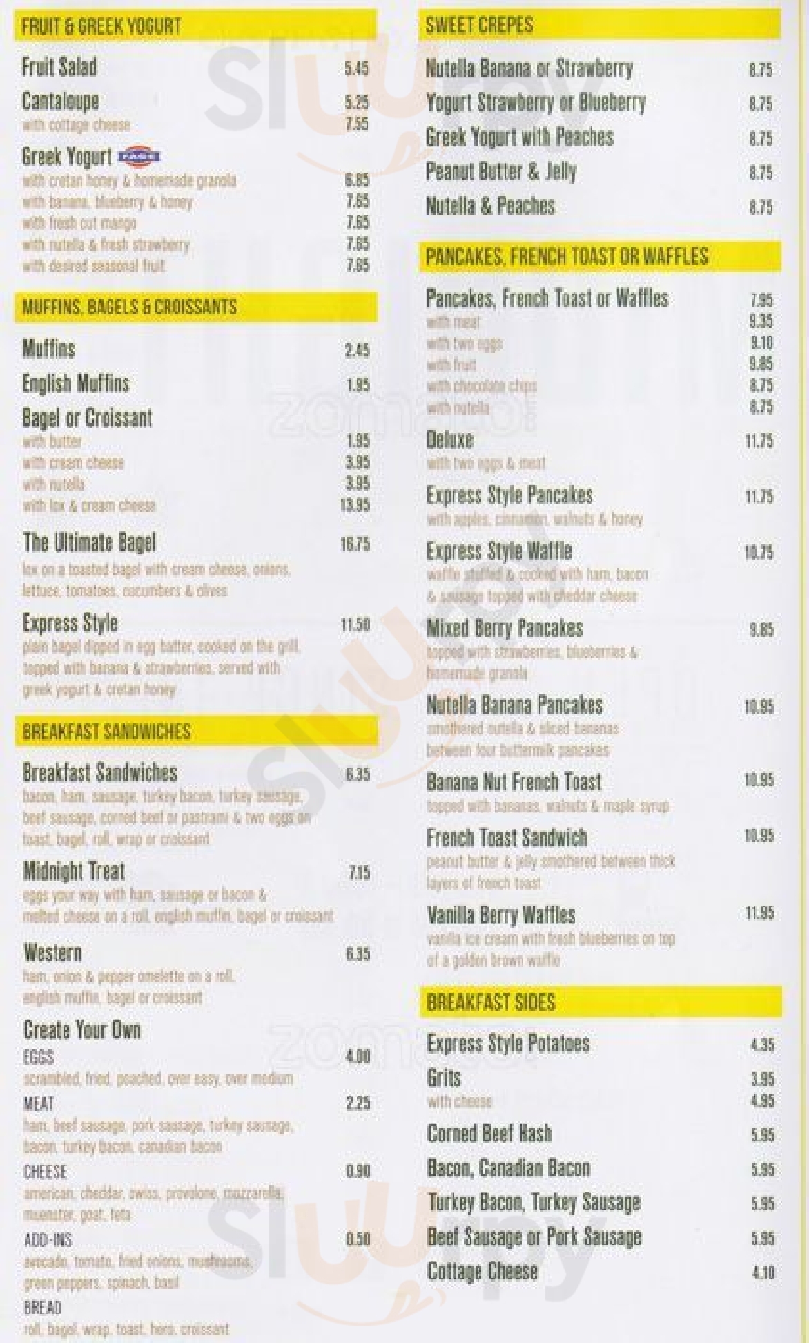 Midnight Express Diner New York City Menu - 1