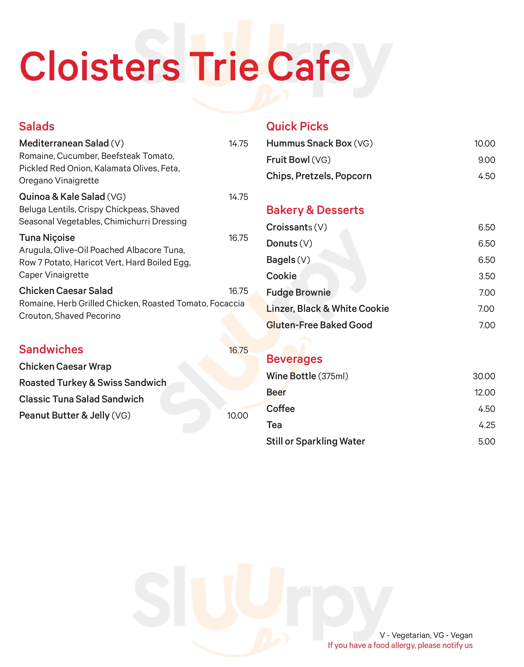 Main Menu - The Balcony Lounge