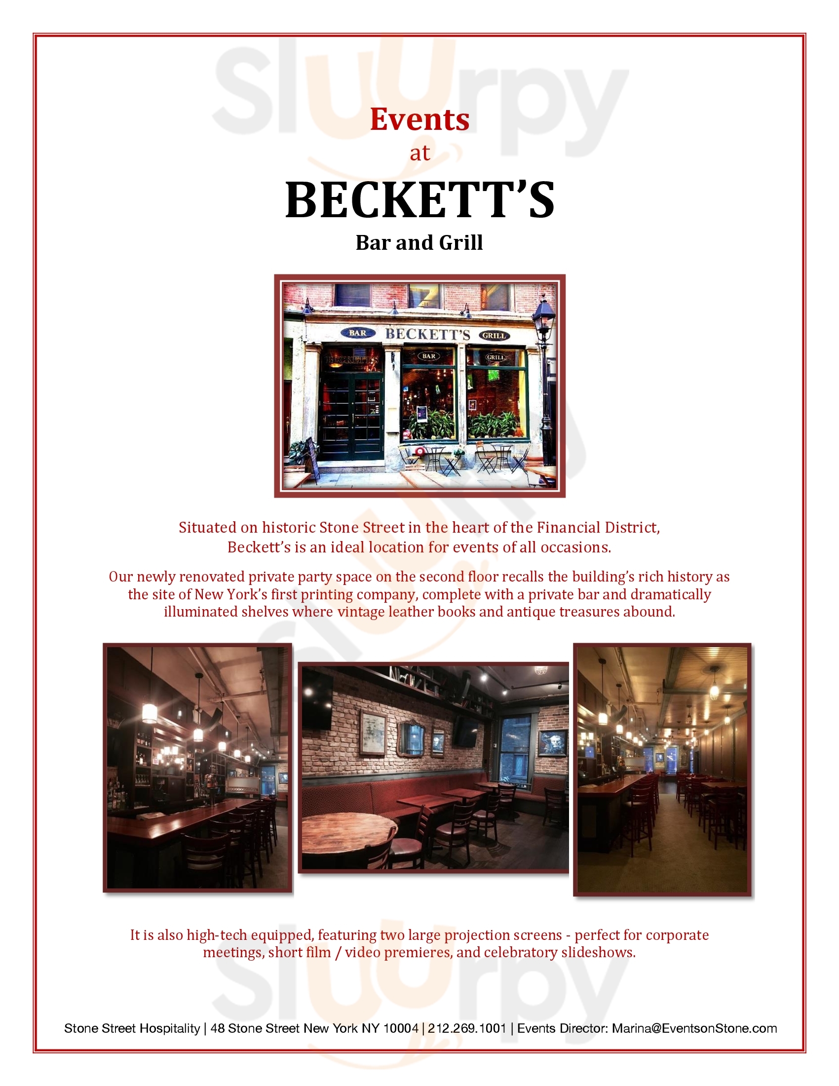 Beckett’s Bar & Grill New York City Menu - 1