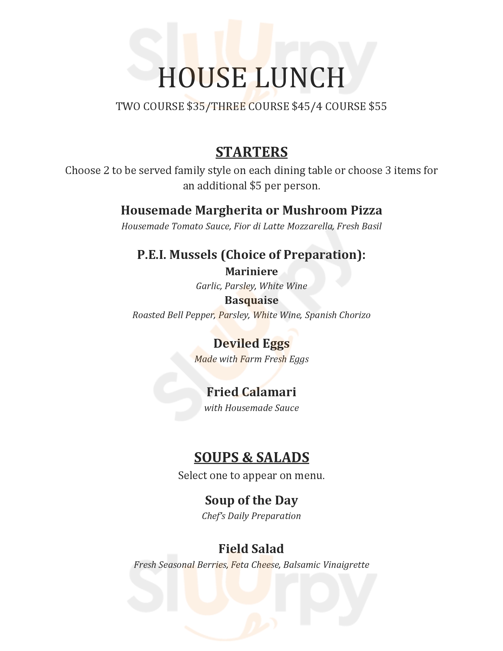 Main Menu - Dining In