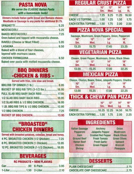 Pizza Nova Chicago Menu - 1