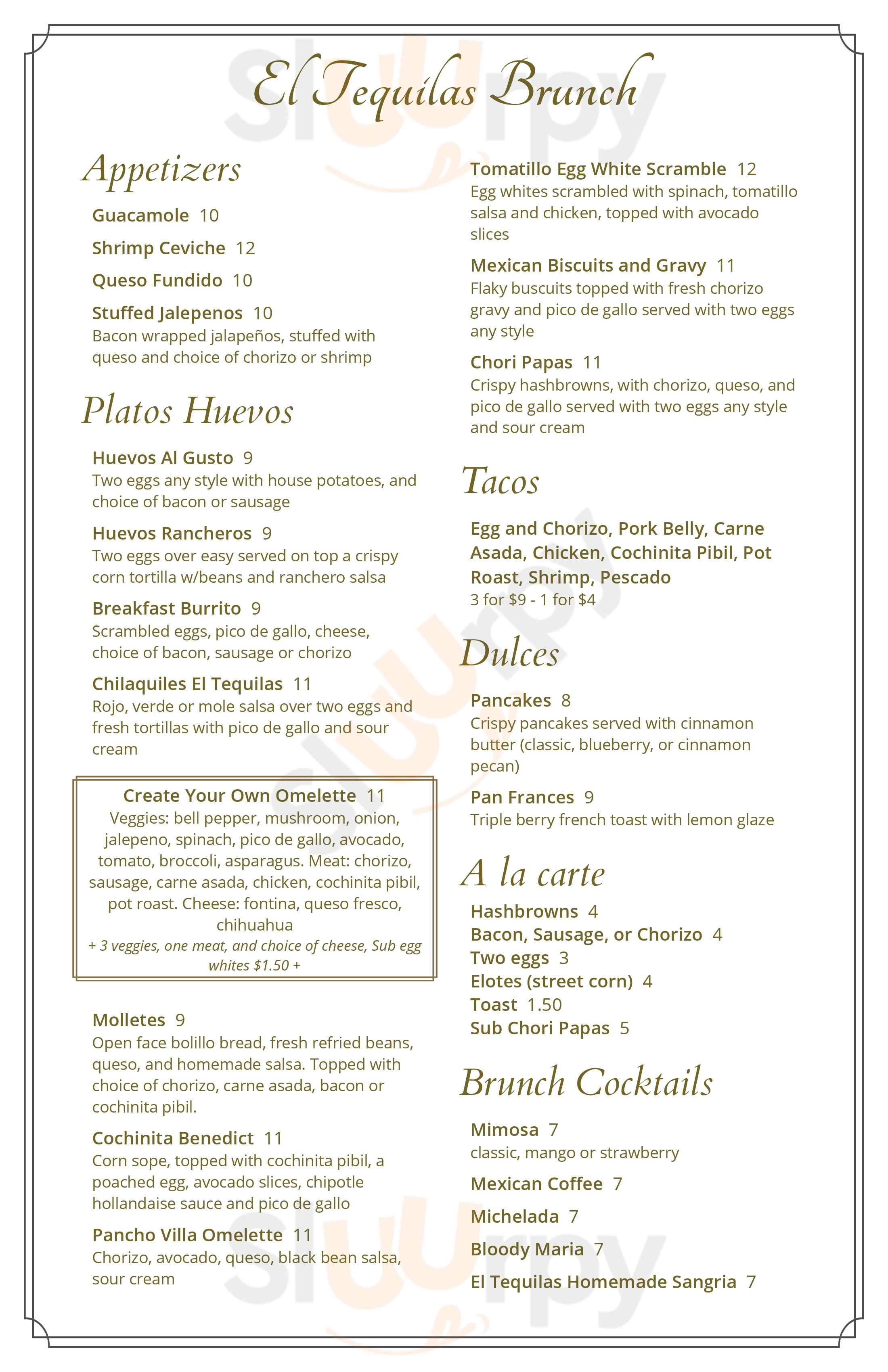 Main Menu - El Tequilas Bar And Grill