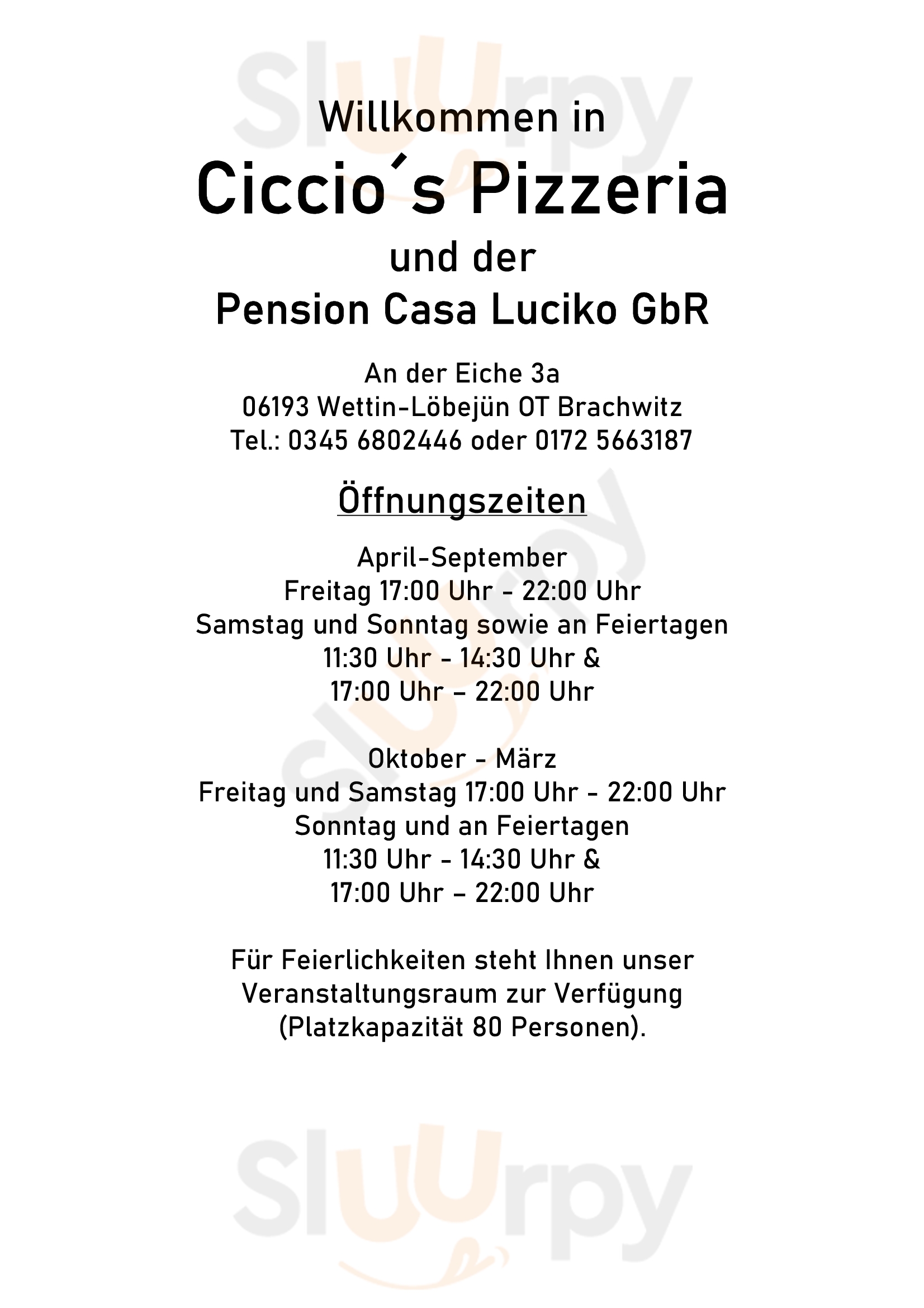 Main Menu - Ciccio's Pizzeria