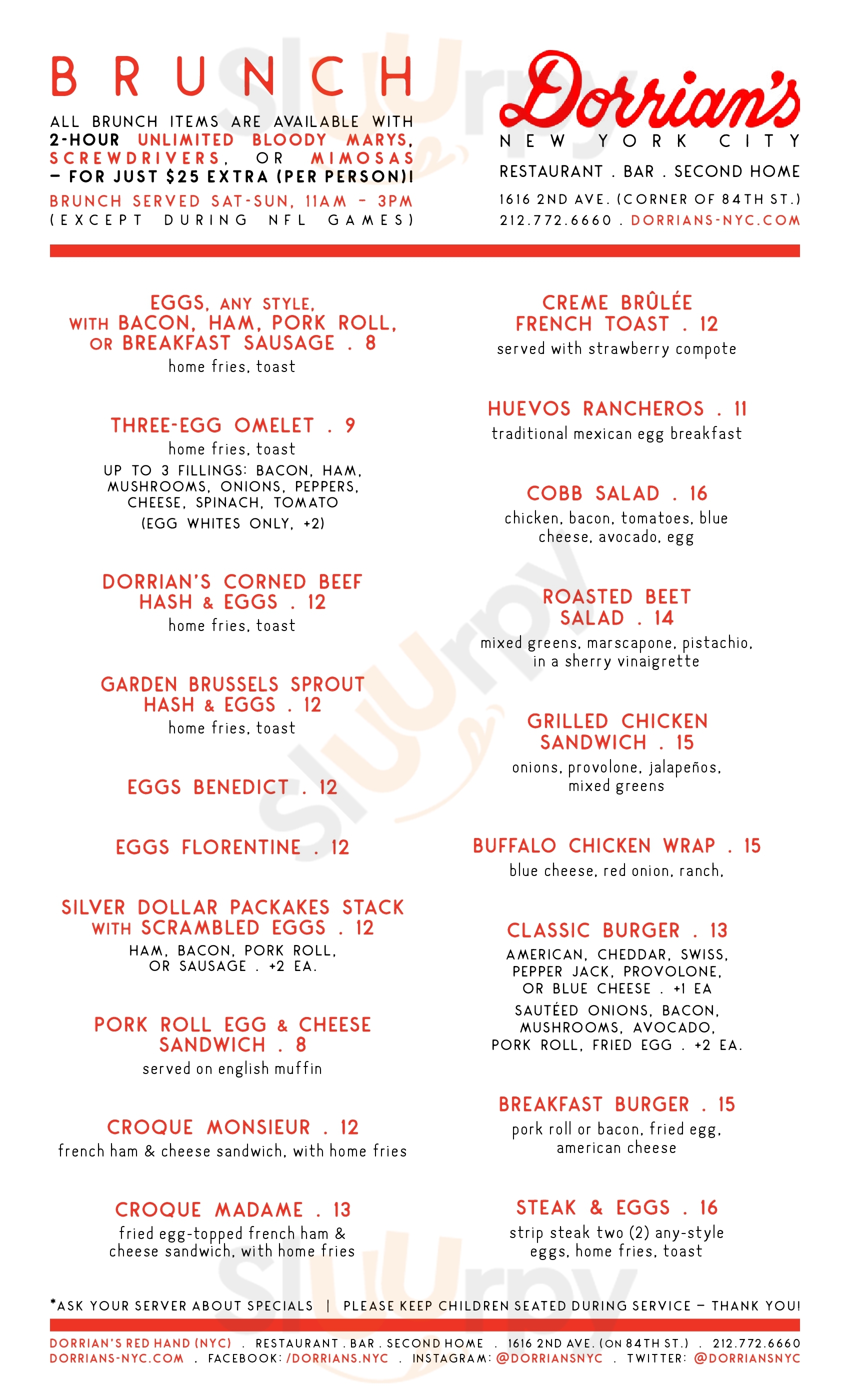 Main Menu - Dorrians Red Hand Restaurant