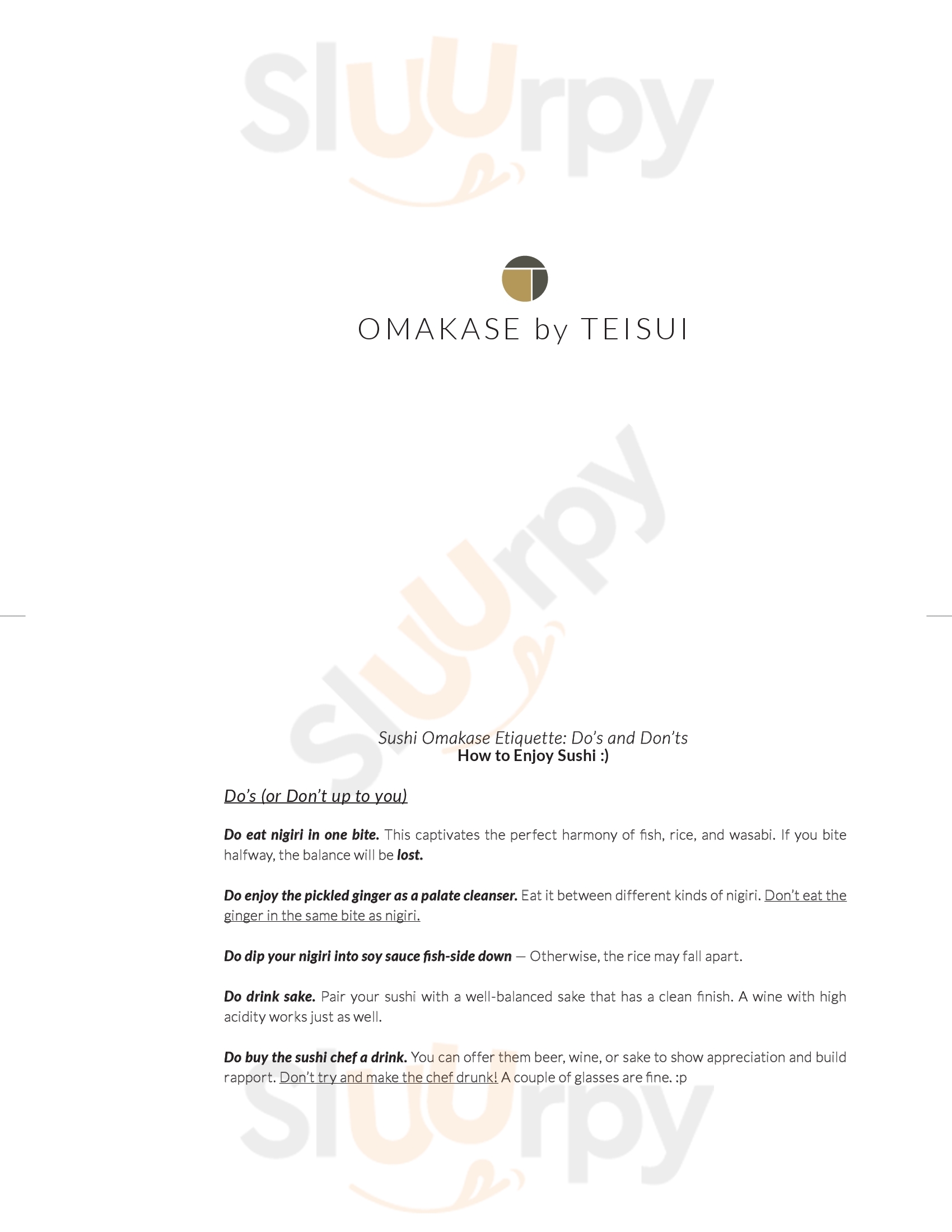 Omakase By Teisui New York City Menu - 1