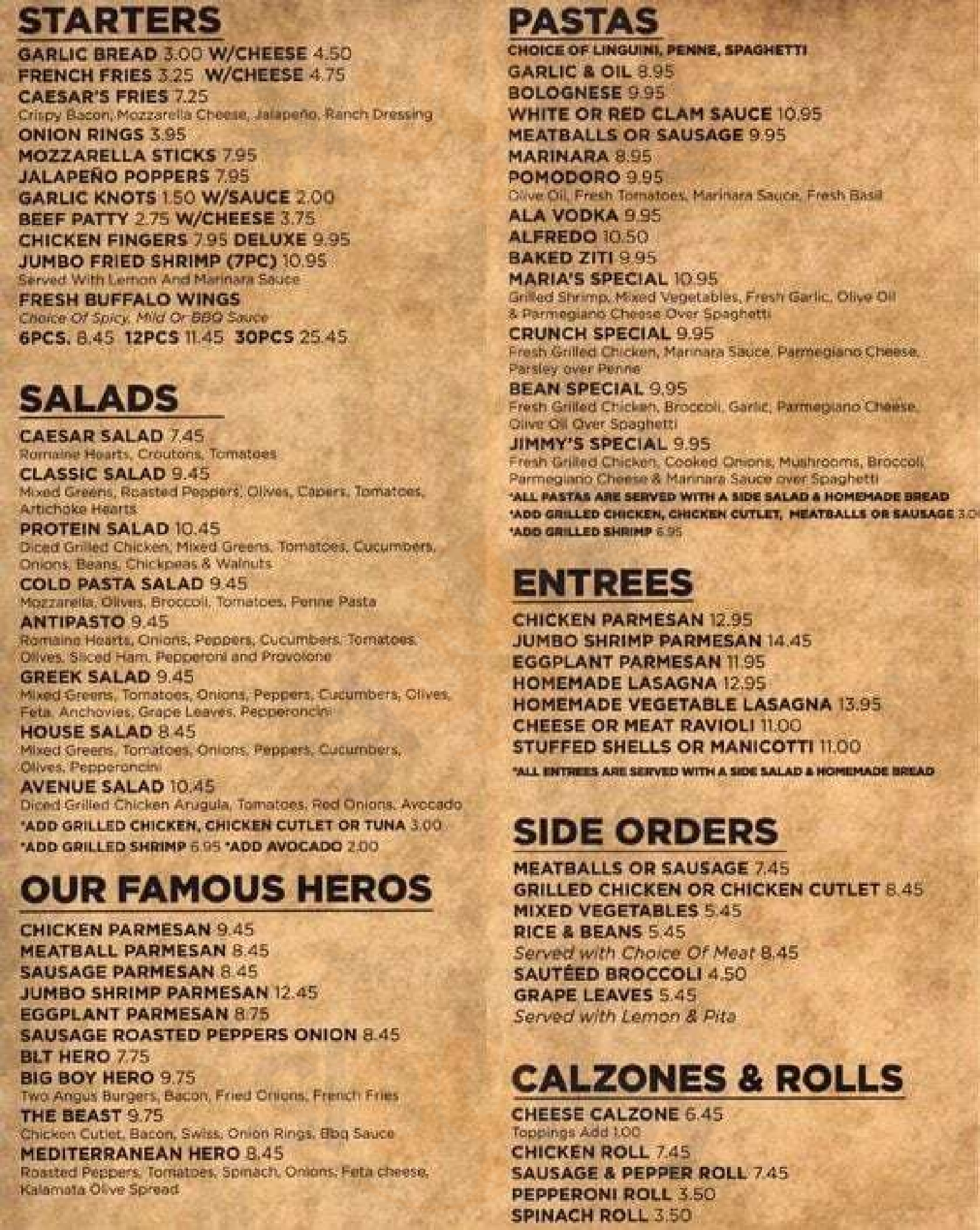 Main Menu - Caeser's Palace Pizza