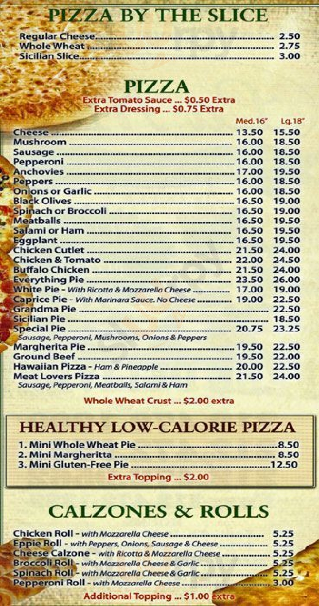 Main Menu - La Mia Pizza