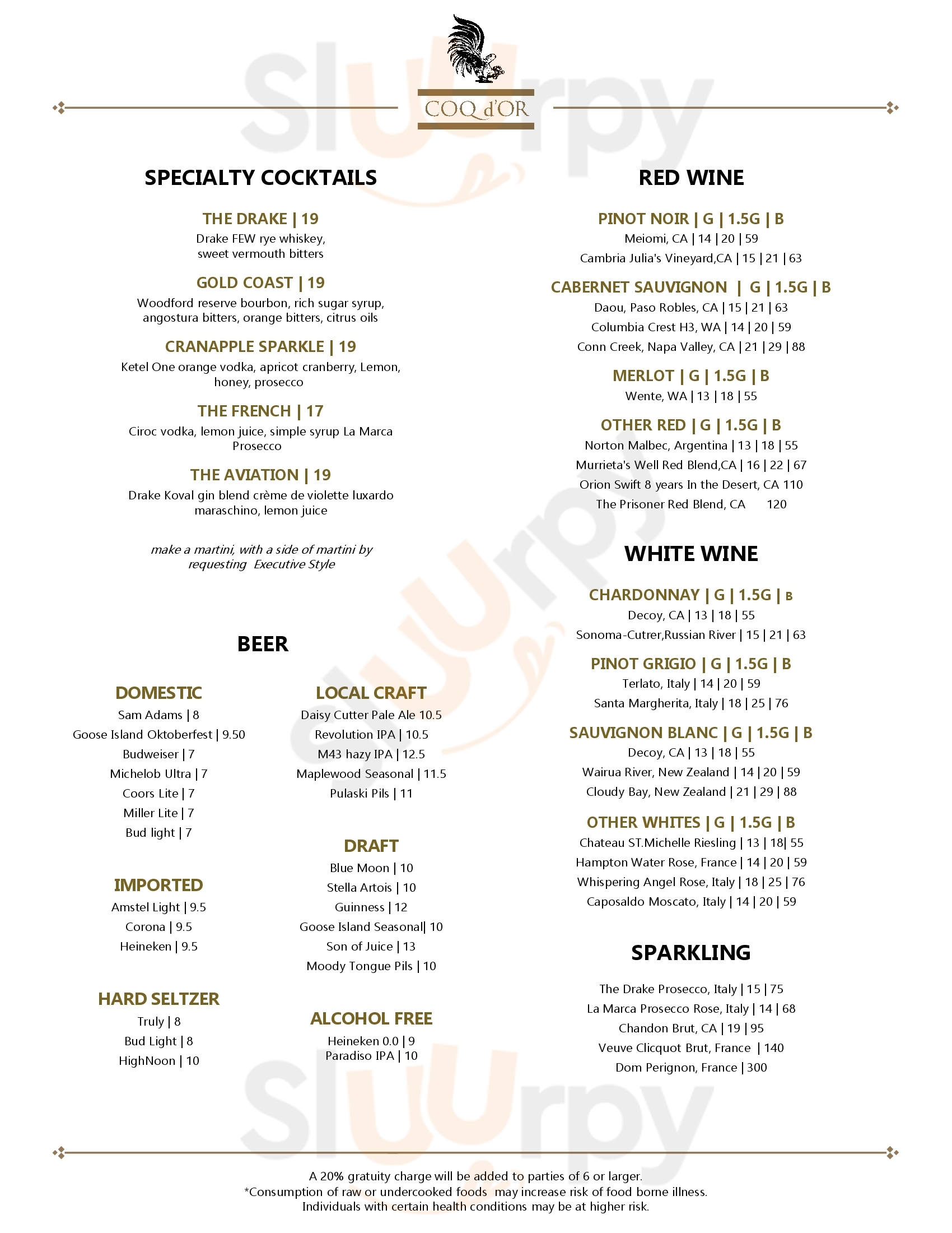 Coq D'or Chicago Menu - 1